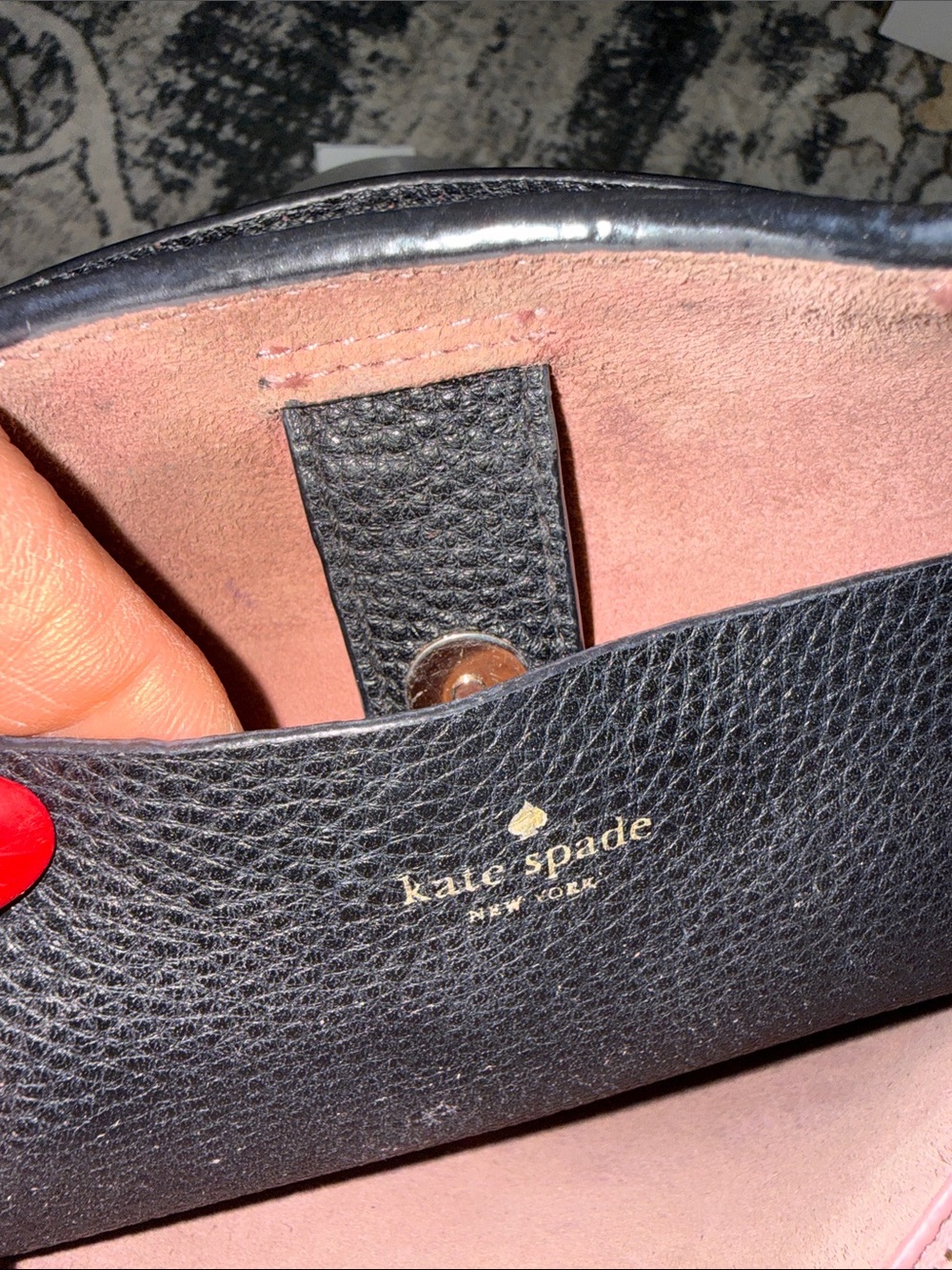 kate spade Black Pebbled Leather Satchel with Bow Accent suede inside - Picture 12 of 13